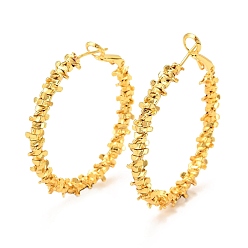 Real 18K Gold Plated Brass Hoop Earrings, Long-Lasting Plated, Round Ring, Real 18K Gold Plated, 41x5mm, Pin: 0.6mm