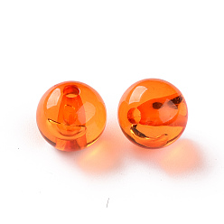 Темно-Оранжевый Прозрачные акриловые бусины, круглые, темно-оранжевый, 12x11 мм, отверстие : 2.5 мм, Около 566 шт / 500 г