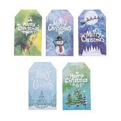 Mixed Shapes Бумажные подарочные бирки, бирки, с джутовым шпагатом, для украшения Кристмас, Рождественский тематический паттерн, 7.6x4.5x0.02 см, отверстие : 5 мм, 50 шт / пакет