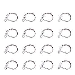 Stainless Steel Color 304 Stainless Steel Leverback Earring Findings, with Loop, Stainless Steel Color, 15x10x2mm, Hole: 1.5mm