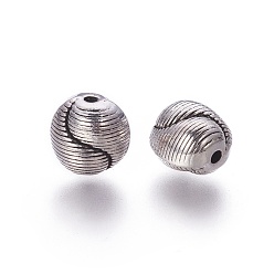 Antique Silver Tibetan Style Alloy Twist Beads, Cadmium Free & Lead Free, Antique Silver, 9.5x9.5x8mm, Hole: 1.5mm, about 400pcs/1000g