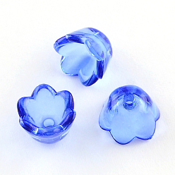 Light Blue Transparent Acrylic Beads, Flower, Dyed, Lt.Blue, about 10mm wide, 6mm thick, hole:1.5mm, about1900pcs/500g