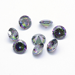 Colorful Cubic Zirconia Pointed Back Cabochons, Grade A, Faceted, Diamond, Colorful, 2.5x1.7mm