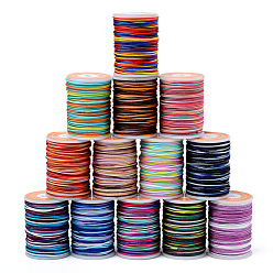 Mixed Color Segment Dyed Polyester Thread, Braided Cord, Mixed Color, 0.8mm, about 10.93 yards(10m)/roll