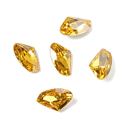 Gold Cubic Zirconia Cabochons, Pointed Back & Back Plated, Triangle, Light Topaz, 9x14x4mm