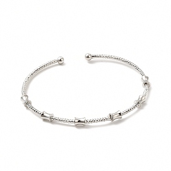 Platine Bracelet de manchette ouvert perlé de tambour en laiton de placage de support pour des femmes, sans cadmium et sans plomb, platine, diamètre intérieur: 2 pouce (5.2 cm)