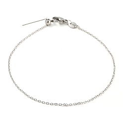 Couleur Acier Inoxydable 304 acier inoxydable ajouter une perle bracelets de chaînes de câble réglables pour les femmes, couleur inox, 21.7x0.1 cm.