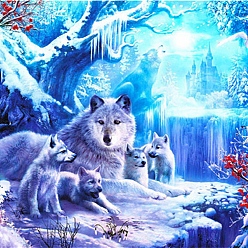 Разноцветный Наборы алмазной живописи с изображением волка и пейзажа своими руками, включая стразы из смолы, алмазная липкая ручка, поднос тарелка и клей глина, красочный, 300x400 мм