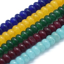 Mixed Color Natural Jade Beads Strands, Dyed, Rondelle, Mixed Color, 8x5mm, Hole: 1mm, about 74pcs/strand, 15.15 inch(38.5cm)