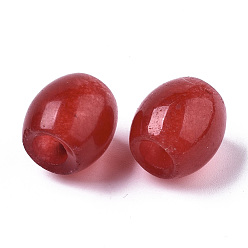 Brique Rouge Perles européennes de calcédoine blanche naturelle, Perles avec un grand trou   , teint, baril, firebrick, 13~14x12.5mm, Trou: 5mm