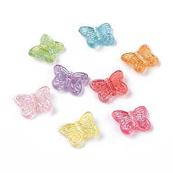 Mixed Color Transparent Acrylic Beads, AB Color Plated, Butterfly, Mixed Color, 11x14x3.5mm, Hole: 1.6mm, about 1920pcs/500g