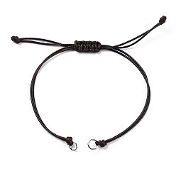 Coffee Korean Waxed Polyester Cord Braided Bracelets, with Iron Jump Rings, for Adjustable Link Bracelet Making, Coffee, Single Cord Length: 5-1/2 inch(14cm)