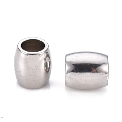 Stainless Steel Color 201 Stainless Steel European Beads, Large Hole Beads, Barrel, Stainless Steel Color, 11x10mm, Hole: 6mm