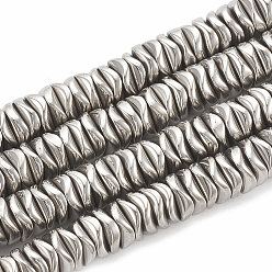 Platinum Plated Electroplate Non-magnetic Synthetic Hematite Beads Strands, Wavy, Flat Round/Disc, Platinum Plated, 6~6.5x6~6.5x1.5~2mm, Hole: 1mm, about 215pcs/strand, 16.14 inch