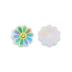Colorful Plate Acrylic Cabochons, with Printed Flower, Colorful, 21.5x21.5x2.5mm