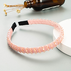 Pink Serre-tête en perles de verre bling bling, accessoires de cheveux de fête pour femmes filles, rose, 12mm