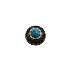 Темно-Голубой Сплав цинка кнопки, с пластиковыми бусинами, имитирующими бирюзу, и железными шурупами., для кошелька, , украшение кожаных ремесел, полукруглый, глубокое синее небо, 12 мм