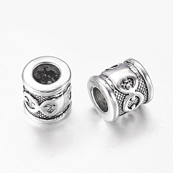 Antique Silver Tibetan Style Spacer Beads, Lead Free & Cadmium Free & Nickel Free, Antique Silver, Tube, 10x10mm, Hole: 5.5mm