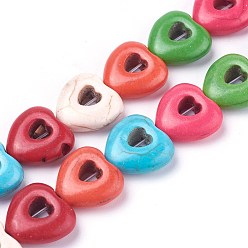Synthetic Turquoise Synthetic Turquoise Beads Strands, Dyed, Heart, 15x15x5.5mm, Hole: 1.4mm, about 28pcs/strand, about 15 inch