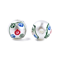 Colorido Cuentas de esmalte de perlas de imitación de plástico abs con tema de mahjong, rondo, colorido, 11.5~12 mm, agujero: 2 mm