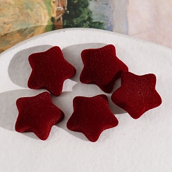 Rojo Oscuro Cabujones de resina flocados, estrella, de color rojo oscuro, 19x18 mm