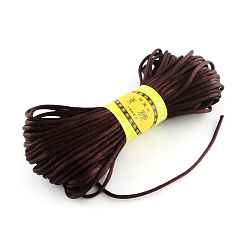 Coconut Brown Polyester Rattail Satin Cord, for Chinese Knotting, Jewelry Making, Coconut Brown, 2mm, about 21.87 yards(20m)/bundle, 6bundles/bag