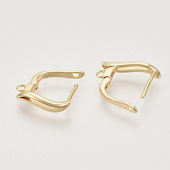 Real 18K Gold Plated Brass Hoop Earring Findings with Latch Back Closure, Nickel Free, with Horizontal Loop, Real 18K Gold Plated, 17x4x12.5mm, Hole: 1.2mm, Pin: 1mm