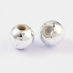 Silver Plated Plating Acrylic Beads, Round, Silver Plated, 4mm, Hole: 1mm, about 14000pcs/500g
