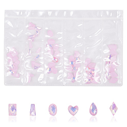 Pearl Pink Resin Rhinestone Nail Art Decoration Accessories, Mixed Shape, Pearl Pink, 6.5~9.5x3.5~6x2~2.5mm, about 60pcs/bag
