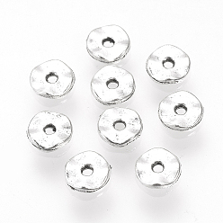 Antique Silver Tibetan Style Alloy Spacer Beads, Wave Flat Round, Cadmium Free & Lead Free, Antique Silver, 5x1.5mm, Hole: 1mm, about 8330pcs/1000g