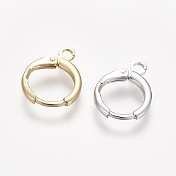 Mixed Color Brass Huggie Hoop Earring Findings, with Horizontal Loops, Long-Lasting Plated, Lead Free & Nickel Free, Mixed Color, 12 Gauge, 14.7x11.7x2mm, Hole: 1.8mm