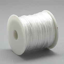 Blanc Fil de nylon, corde de satin de rattail, blanc, environ 1 mm, environ 76.55 yards (70m)/rouleau