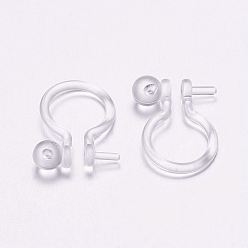 Clear Plastic Clip-on Earring Findings, Clear, 11x8x3mm