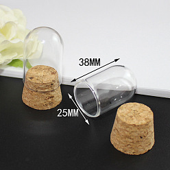 Clear Miniature Glass Bottles, with Cork Stoppers, Cloche Bell Jars, Empty Wishing Bottles, for Dollhouse Accessories, Jewelry Making, Arch, Clear, 38x25mm