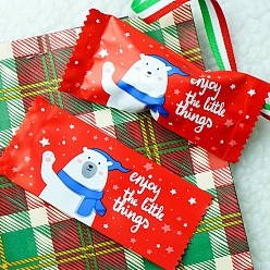 Красный Рождественская тема пластиковые термосвариваемые пакеты для упаковки конфет, аксессуары для выпечки, снеговик, красные, 95x40 мм, 100 шт / пакет