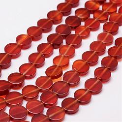 Красный Агат Природного сердолика нитей бисера, окрашенная и подогревом, плоско-круглые, 10x4 мм, Отверстие : 1.2 мм, около 40 шт / нитка