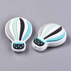 Coconut Brown Food Grade Eco-Friendly Silicone Pendants, Hot Air Balloon, Coconut Brown, 28x22x9~10mm, Hole: 2mm