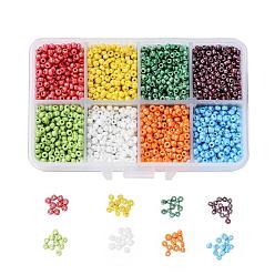 Color mezclado 1 caja 8/0 cuentas de semillas de vidrio redondas cuentas espaciadoras sueltas, color mezclado, 3 mm, agujero: 1 mm, sobre 4200 unidades / caja
