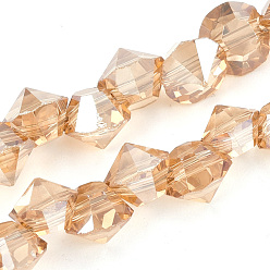Marron Sablonneux Chapelets de perles en verre électrolytique , perle plaquée lustre, facette, diamant, Sandy Brown, 6x5mm, Trou: 1mm, Environ 100 pcs/chapelet, 17.12 pouce