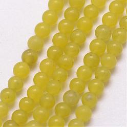Olive Jade Naturelles d'olive jade perles brins, ronde, 3~3.5mm, Trou: 0.7mm, Environ 115~125 pcs/chapelet, 16 pouce