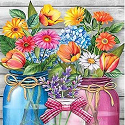 Flower DIY Scenery Theme Diamond Painting Kits, Including Canvas, Resin Rhinestones, Diamond Sticky Pen, Tray Plate and Glue Clay, Flower Pattern, 400x300mm