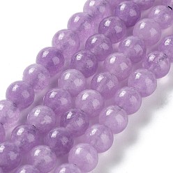 Lilac Dyed Natural Malaysia Jade Beads Strands, Round, Lilac, 6mm, Hole: 1mm, about 31pcs/strand, 7.48 inch(19cm)