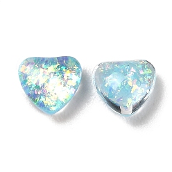 Pale Turquoise Resin Imitation Opal Cabochons, Heart, Pale Turquoise, 5.5x6x3mm
