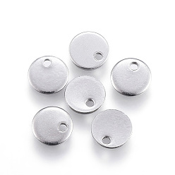 Stainless Steel Color 304 Stainless Steel Charms, Flat Round, Stamping Blank Tag, Stainless Steel Color, 4x0.5mm, Hole: 0.7mm