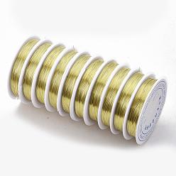 Gold Round Copper Jewelry Wire, Gold, 32 Gauge, 0.2mm, about 131.23 Feet(40m)/roll, 10 rolls/group