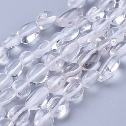 Quartz Crystal Natural Quartz Crystal Beads Strands, Rock Crystal Beads, Tumbled Stone, Nuggets, 6~14x6~8mm, Hole: 1.2mm, about 43~45pcs/strand, 15.4 inch(39cm)