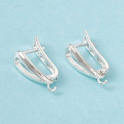 925 Sterling Silver Plated Brass Hoop Earring Findings with Latch Back Closure, with Horizontal Loops, Teardrop, Cadmium Free & Lead Free, Long-Lasting Plated, 925 Sterling Silver Plated, 19.5x11x5mm, Hole: 1.2mm, Pin: 0.9mm