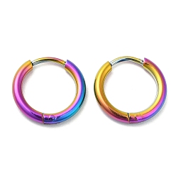 Rainbow Color Ion Plating(IP) Titanium Alloy Huggie Hoop Earrings for Women, Rainbow Color, 12 Gauge, 14x2mm