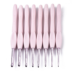 Pink Набор алюминиевых крючков разных размеров, с абс пластиковой ручкой, для плетения крючком швейных инструментов, розовые, 136.5x13x9.5 мм, штифт: 2.5 мм / 3 мм / 3.5 мм / 4 мм / 4.5 мм / 5 мм / 5.5 мм / 6 мм, 8 шт / комплект