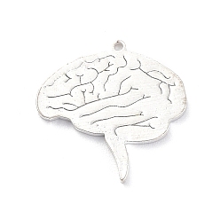 Stainless Steel Color 201 Stainless Steel Pendants, Brain Charm, Stainless Steel Color, 17.5x18x1mm, Hole: 1mm